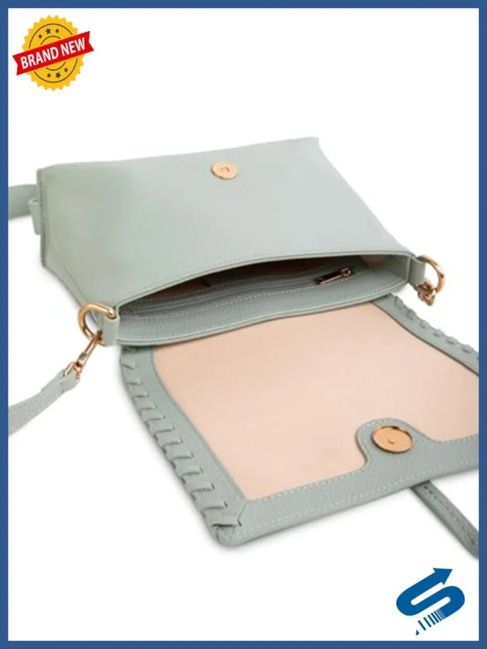 Leather Fold-Over Crossbody Bag with Tassel Detailing